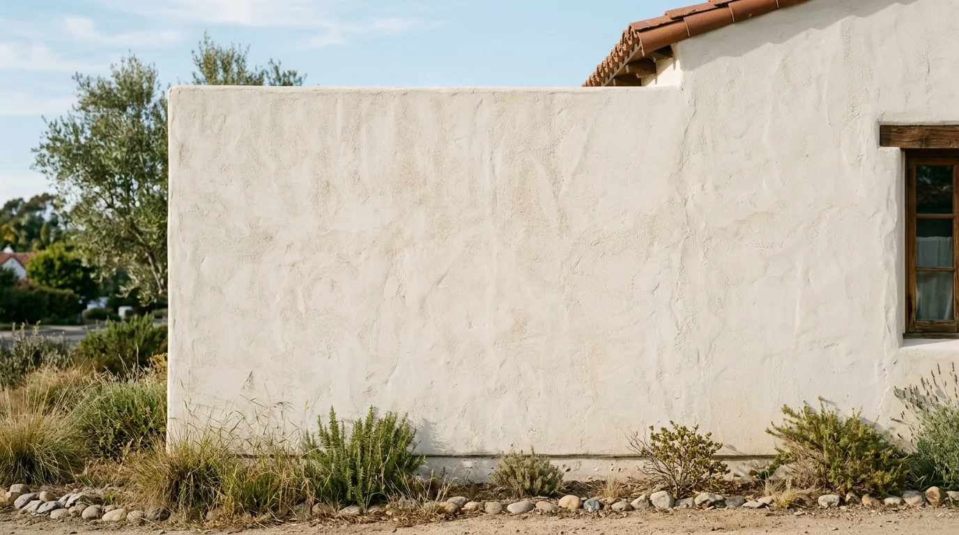 Newly color-coated stucco wall with subtle uneven shading